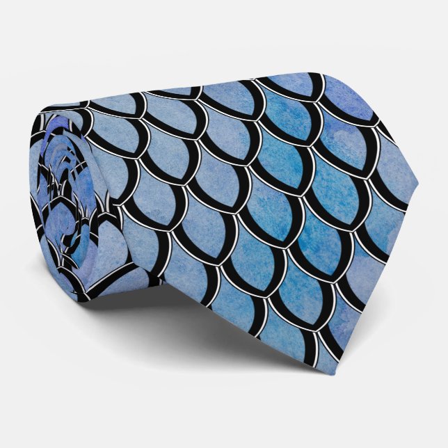 Blue Dragon Scale Tie (Rolled)