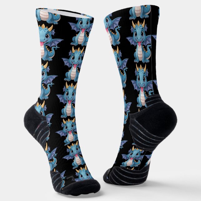 blue dragon socks (Angled)
