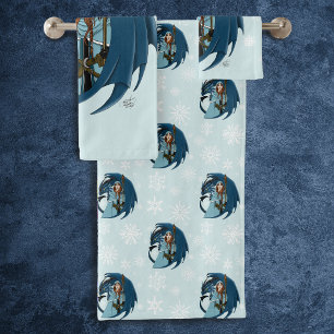 Blue Dragon Sorceress Snowflakes Bath Towel Set