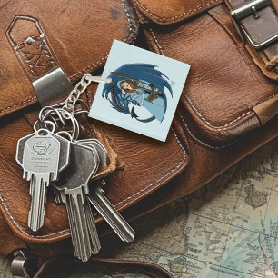 Blue Dragon Sorceress Snowflakes Key Ring