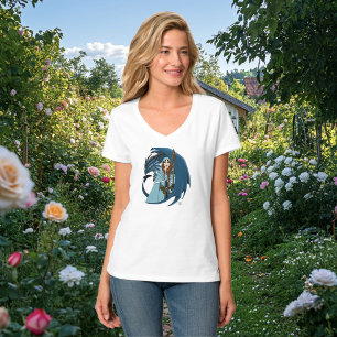 Blue Dragon Sorceress Snowflakes T-Shirt