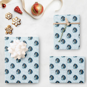 Blue Dragon Sorceress Snowflakes Wrapping Paper Sheet