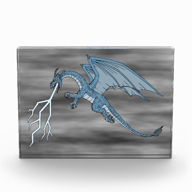Blue Dragon Spitting Lightning Photo Block (Front)