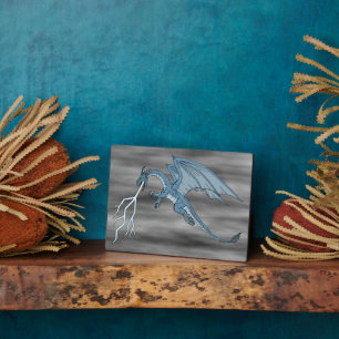 Blue Dragon Spitting Lightning  Plaque