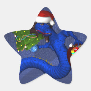 Blue Dragon Star Sticker