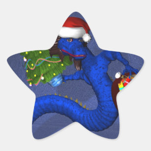 Blue Dragon Star Sticker