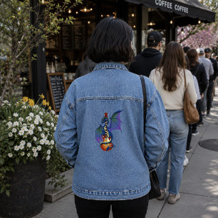 Blue Dragon Sunburst Guitar Music Denim Jacket