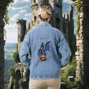 Blue Dragon Sunburst Guitar Music Denim Jacket