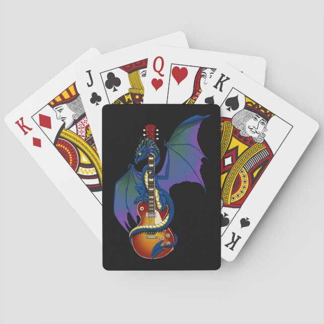 Blue Dragon Sunburst Guitar Music Playing Cards (Back)