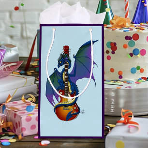 Blue Dragon Sunburst Guitar Music Small Gift Bag