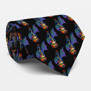 Blue Dragon Sunburst Guitar Music Tie