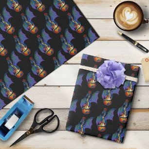 Blue Dragon Sunburst Guitar Music Wrapping Paper