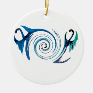 Blue Dragon Swirls Fantasy Animal Ceramic Tree Decoration