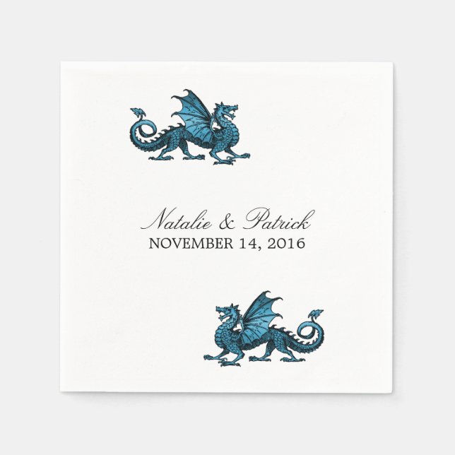Blue Dragon Wedding Paper Napkins (Front)