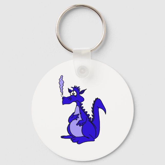 Blue Dragon with smoke Key Ring (Front)