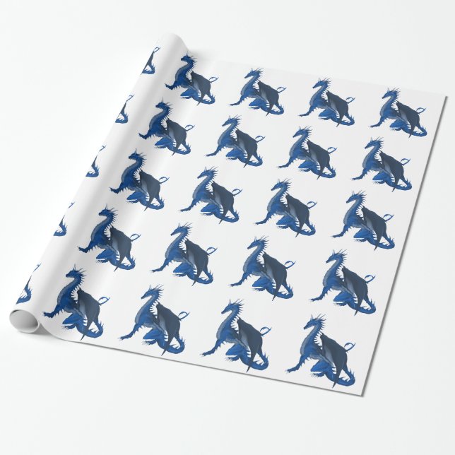 Blue Dragon Wrapping Paper (Unrolled)