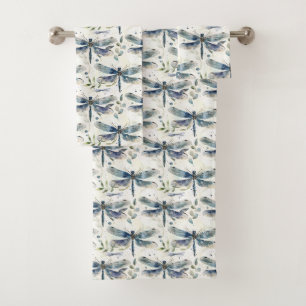 Blue Dragonflies Bath Towel Set