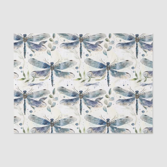 Blue Dragonflies Bridal Shower Tissue Paper (Front)