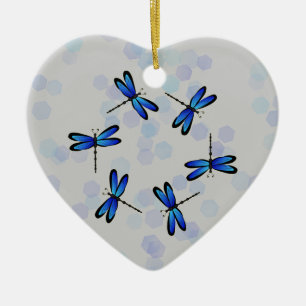 blue dragonflies ceramic tree decoration
