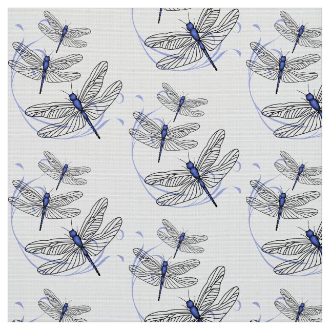 Blue Dragonflies Fabric (Swatch)