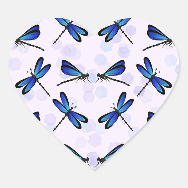 blue dragonflies heart sticker (Front)