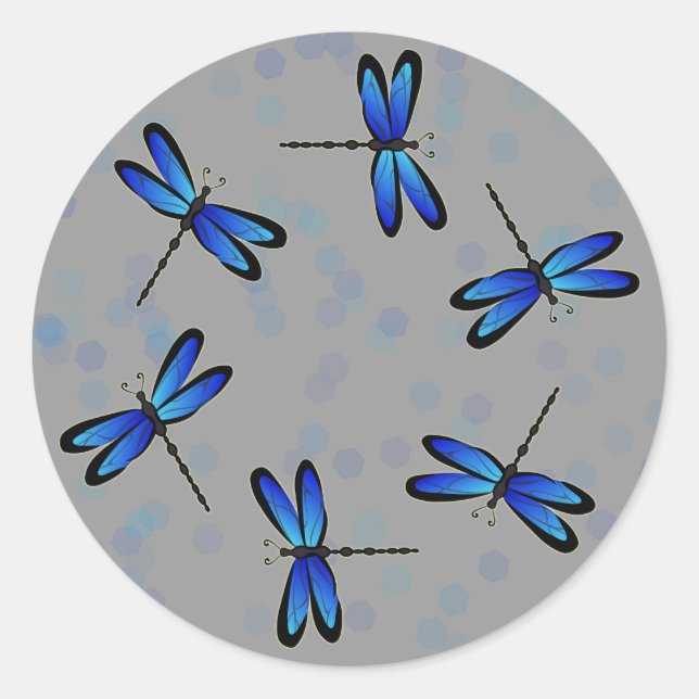 blue dragonflies II Classic Round Sticker (Front)