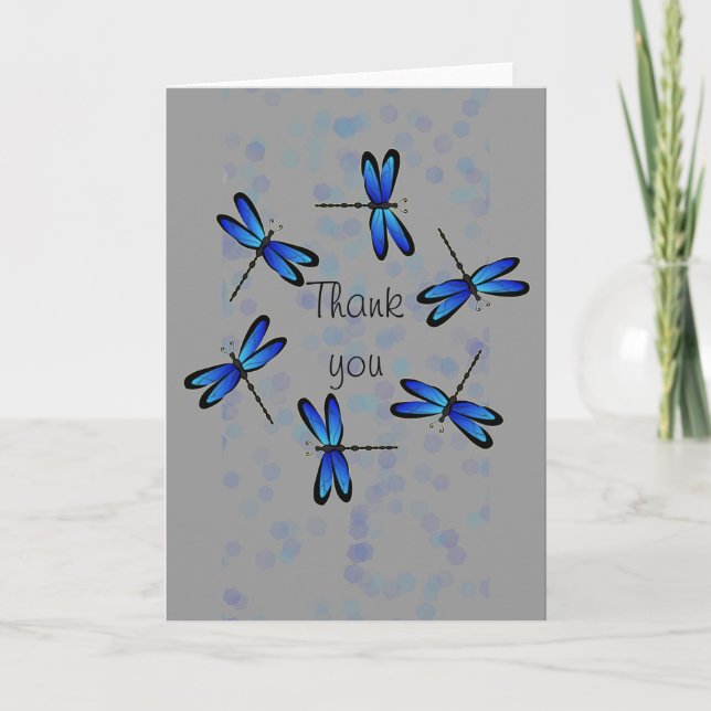 blue dragonflies II Thank You Card (Front)