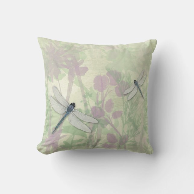 Blue Dragonflies Outdoor Pillow (Front)