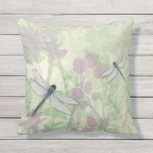 Blue Dragonflies Outdoor Pillow