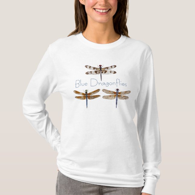 Blue Dragonflies. T-Shirt (Front)