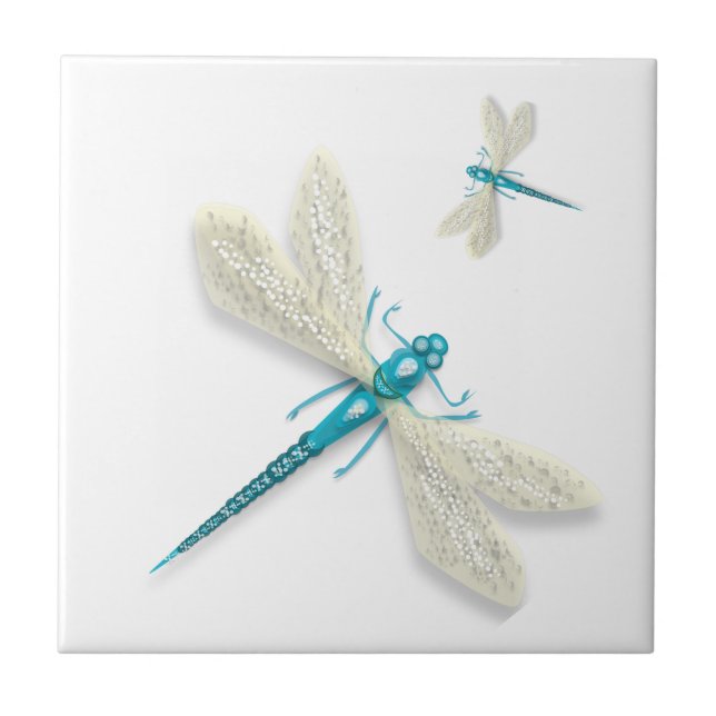 Blue Dragonflies  Tile (Front)