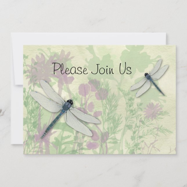 Blue Dragonflies Wedding Invitation (Front)