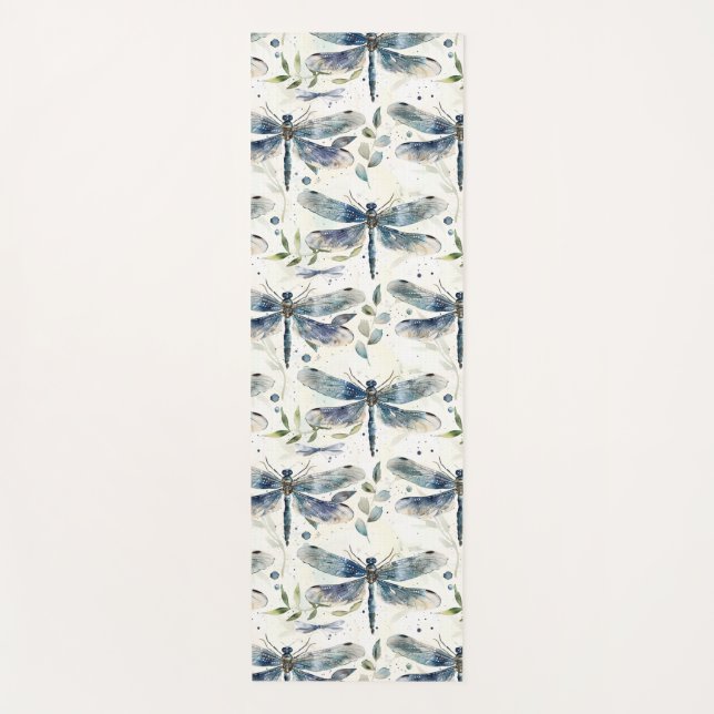 Blue Dragonflies Yoga Mat (Front)
