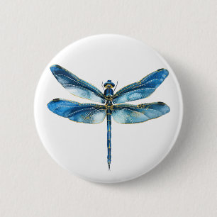 Blue dragonfly 6 cm round badge