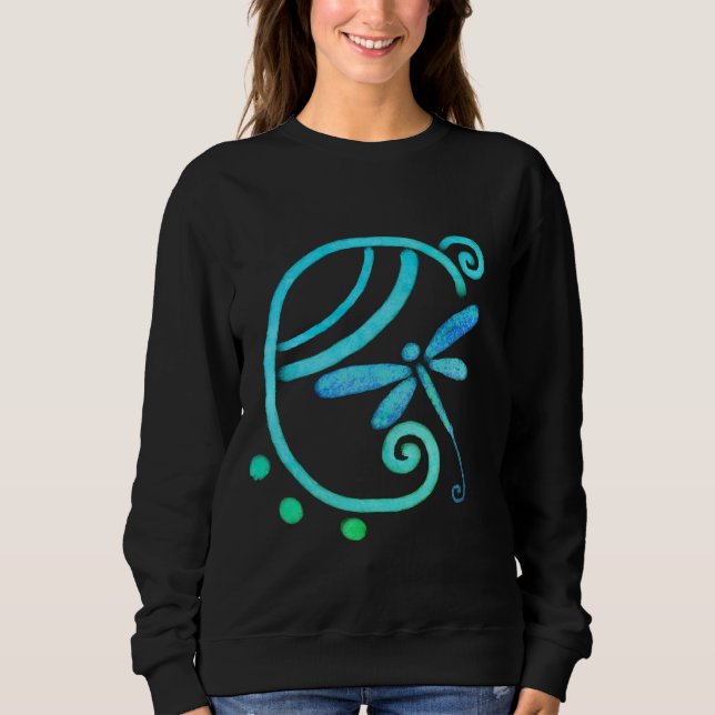 Blue Dragonfly Abstract Wearable Art Sweatshirt (Front)
