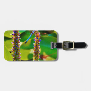 Blue Dragonfly and flowers Luggage Tag