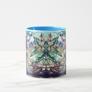 Blue Dragonfly at the pond vintage illustration  Mug