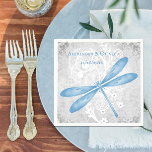 Blue Dragonfly Bridal Shower Napkin