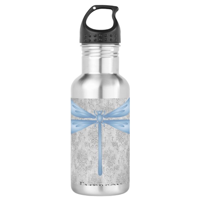 Blue Dragonfly Damask 710 Ml Water Bottle (Front)