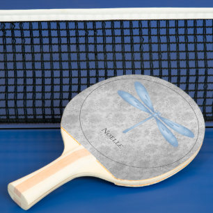 Blue Dragonfly Damask Ping Pong Paddle