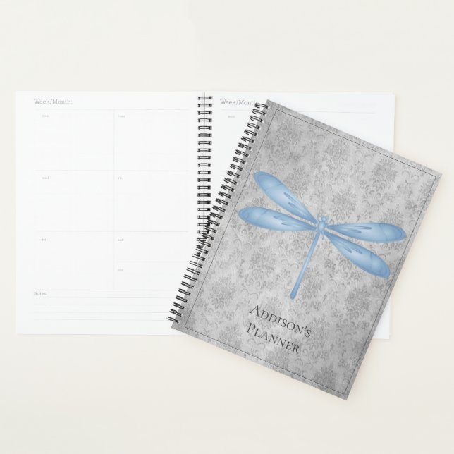 Blue Dragonfly Damask Planner (Display)