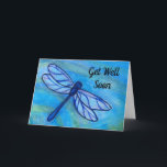 Blue Dragonfly Get Well Soon Card<br><div class="desc">Be inspired by a blue dragonfly get well soon card. The modern design was created from my original watercolor painting in cool shades of ocean blue,  teal green and black. A creative and supportive card to send sincere wishes for health and happiness.</div>