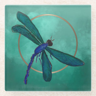 Blue Dragonfly Glass Coaster