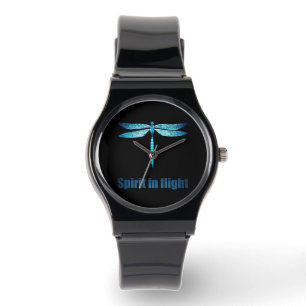Blue Dragonfly in Flight Illustration Watch