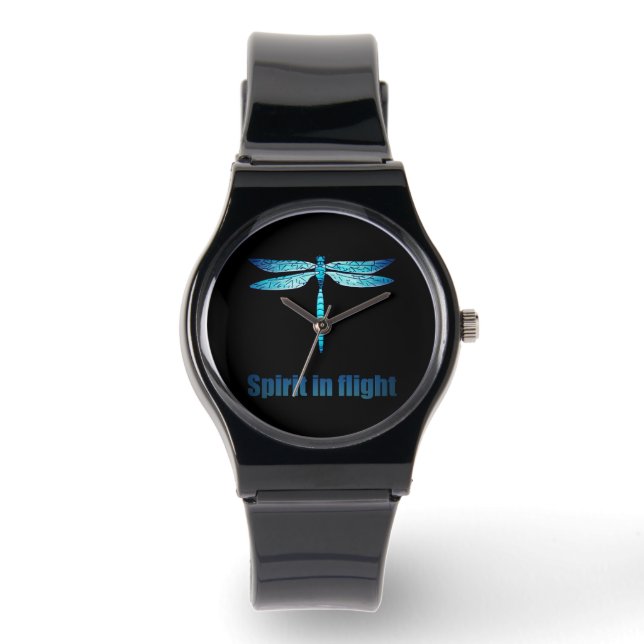Blue Dragonfly in Flight Illustration Watch (Front)