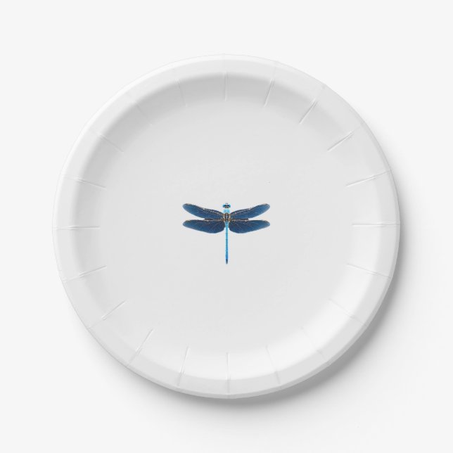 Blue Dragonfly - Insect Wildlife Animal Lover Ento Paper Plate (Front)