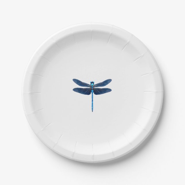 Blue Dragonfly - Insect Wildlife Animal Lover Ento Paper Plate (Front)