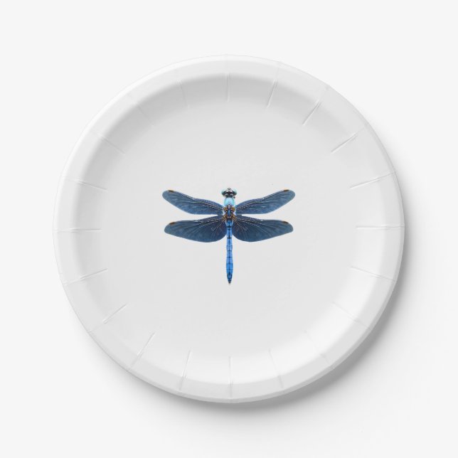 Blue Dragonfly - Insect Wildlife Animal Lover Ento Paper Plate (Front)