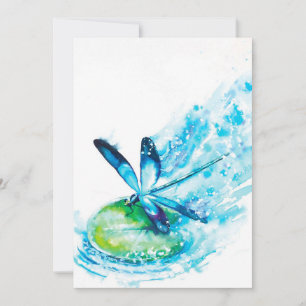 Blue Dragonfly Landing canvas print lovely canvas Holiday Card