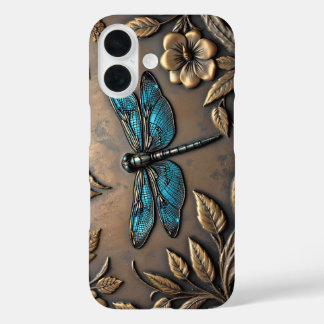 BLUE DRAGONFLY METAL DESIGN iPhone 16 CASE